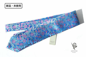 送料無料★新品｜未使用｜ペンローズ ロンドン｜penrose london｜フラワー柄シルクネクタイ｜ブルー×ピンク