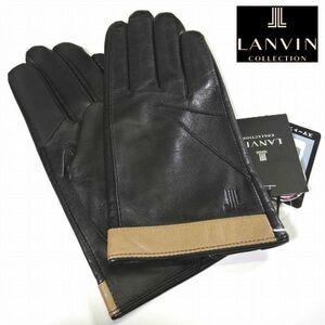 新品 ランバン コレクション スマホ対応 日本製 本羊革 オールレザー 手袋 グローブ 黒 ベ系 23cm LANVIN COLLECTION メンズ 男性