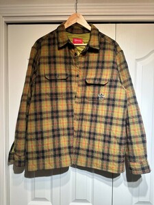 supreme Quilted Plaid Flannel Shirt olive size Mシュプリーム キルテッドプレイドフランネルシャツサイズ　