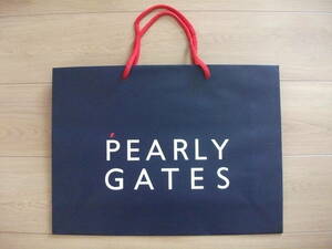 未使用品★パーリーゲイツPEARLYGATES☆紙袋タイプショップ袋ロゴ入り無地ネイビー紺色