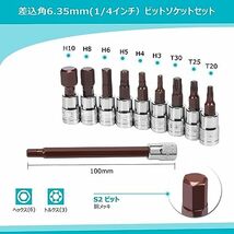 サイズ: 差込角6.35mm トルクレンチセット プレセット型 差込角6.35mm14インチ 525Nm 11点組 ソケットレン_画像4