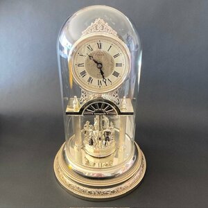 【アンティーク】CITIZEN シチズン 卓上 リズム時計 ゴールド 飾り時計 ガラス ドーム型 振り子 置き時計 クラシック