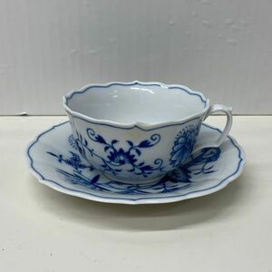 P309-D5-426 Meissen マイセン ブルーオニオン カップ&ソーサー 1客 ティーカップ 陶器 洋食器 約高さ5×口径10cm/高さ2×直径15cm ④