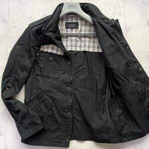 バーバリーブラックレーベル BURBERRY BLACK LABEL ミリタリージャケット ブルゾン M-65 ノバチェック Lサイズ ブラック 黒 メンズ