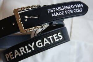 ★正規品★パーリーゲイツ PEARLY GATES★超絶人気 3D刺繍スターロゴ ユニセックス ベルト★カッコイイ★バックルロゴ入り★ネイビー★