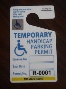 ◎新品U.S.製　障害者　駐車許可書【Parking Permit　Hang Tags】ホログラム付きdisabledパーキング・パーミット◎