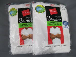 ヘインズ クルーネックTシャツ 3枚組 白 3L　２パックまとめて