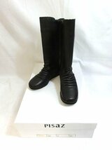 ピサ PISaZ ロングブーツ 1369 ブラック 22.5cm ヒール高さ3cm 筒丈29cm 筒周り33cm 箱付 日本製 経年劣化あり 中古 ■_画像1