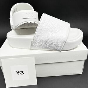 26.5cm 新品 Y-3 SLIDE Y3 スライド レザー サンダル ワイスリー ロゴ 厚底 スリッポン ホワイト 白 YOHJI YAMAMOTO adidas アディダス