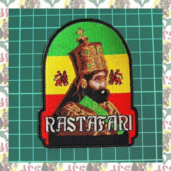 刺繍アイロンワッペン wap-a25 エチオピア ハイレセラシエ皇帝 ジャマイカ ラスタ ラスタカラー レゲエファッション ラスタファッション