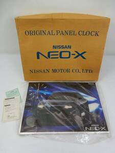 【NISSAN】 日産 NEO-X オリジナルパネル時計 約46cm×約32.5cm 当時物？ 不動品 要修理前提 JUNK！ 現状渡し 一切返品不可で！