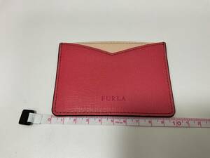 231◆FURLA フルラ カードケース パスケース 名刺入れ レザー 赤 現状品