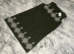 未使用：TALBOTS タルボットのワンピース　深緑色に白色の刺繍柄　/ＸＬ　＊送料無料