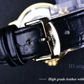 P872★新品腕時計 メンズ FORSINING 高級 ブランド 革 レザー 機械式 スケルトン スチームパンク 自動巻き ゴールドの画像5