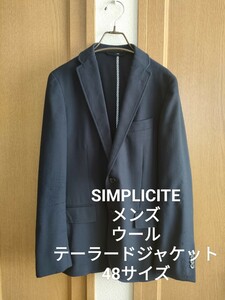 SIMPLICITE メンズ 春秋 ウール テーラードジャケット ネイビー 48