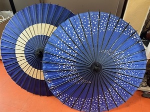  昭和レトロ 和傘 踊り用 番傘 長期保管品 オブジェ 全長79cm コレクション 傘 レトロ コスプレ 和装小物 小道具　2本