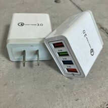 USB アダプター AC 2個 急速 充電器 4ポート 同時充電 USBチャージャー Q.C3.0 スマホ iPhone Android 携帯電話 Win Mac 100V電源 白 小型_画像5