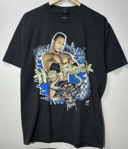 90s WWE The Rock ヴィンテージ フォトプリント Tシャツ XL 黒 Mexico製 ザ・ロック ドウェイン・ジョンソン プロレス titan sports