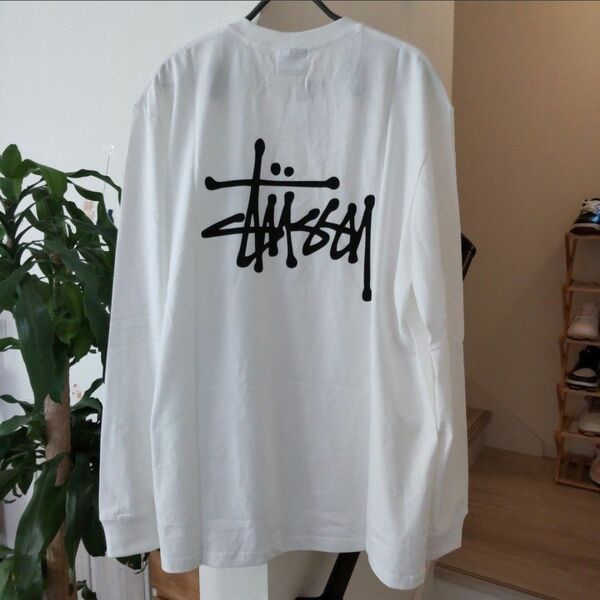 ロンT　白　XL　ベーシック　STUSSY