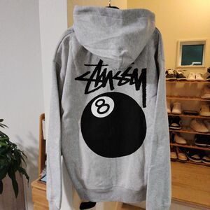 ZIPパーカー　L　エイトボール　STUSSY　グレー