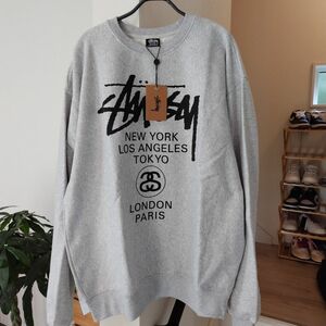 スウェット　XL　ワールドツアー　STUSSY　グレー