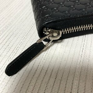 １円～ 美品 GUCCI グッチ マイクロ シマ 544473 ラウンドファスナー 長財布 レザーブラック IW401AA04GCC_Bの画像5