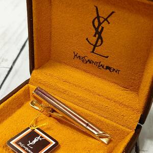 イブサンローラン YVES SAINT LAURENT ネクタイピン ゴールド調 個人刻印有 ケース付き 【15928