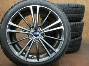 ★スバル BRZ純正アルミホイール + スタッドレス PIRELLI ICE ASIMMETRICO 215/45R17 4本セット[BRZ インプレッサ レガシィB4（PCD100）]