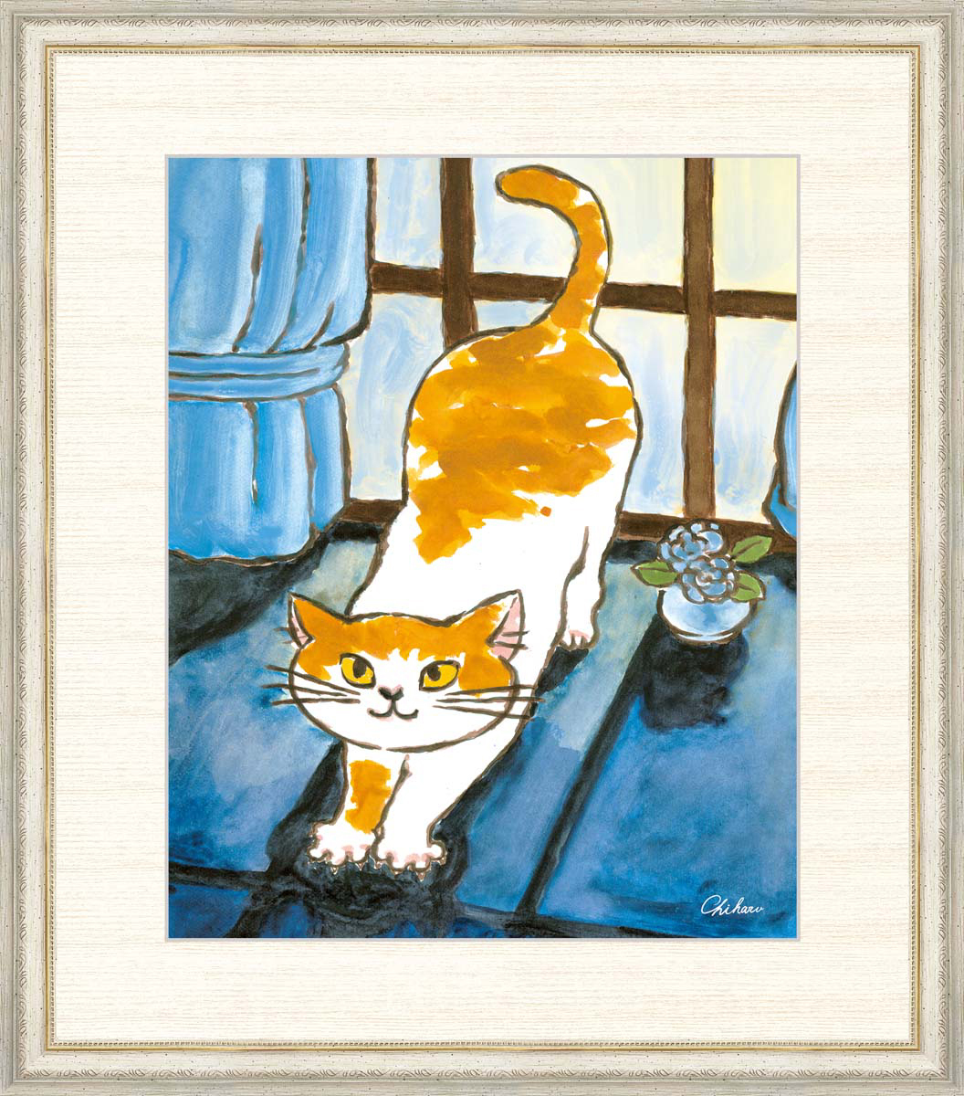 High-definition digital print, framed painting, Cat at sunrise by Chiharu, F8, Artwork, Prints, others