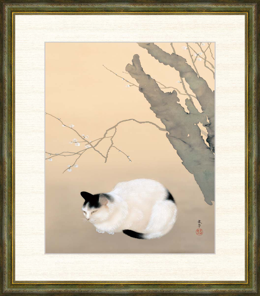 Hochauflösender Digitaldruck, gerahmtes Gemälde, Katzenpflaume von Shunso Hishida, F8, Kunstwerk, Drucke, Andere