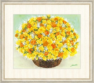 高精細デジタル版画 額装絵画 洋 美（ようび）作 「きらめく黄色いブーケ」 F8