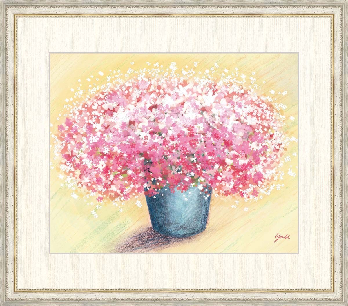 Hochauflösender Digitaldruck, gerahmtes Gemälde, Süßer rosa Blumenstrauß von Youbi, F8, Kunstwerk, Drucke, Andere