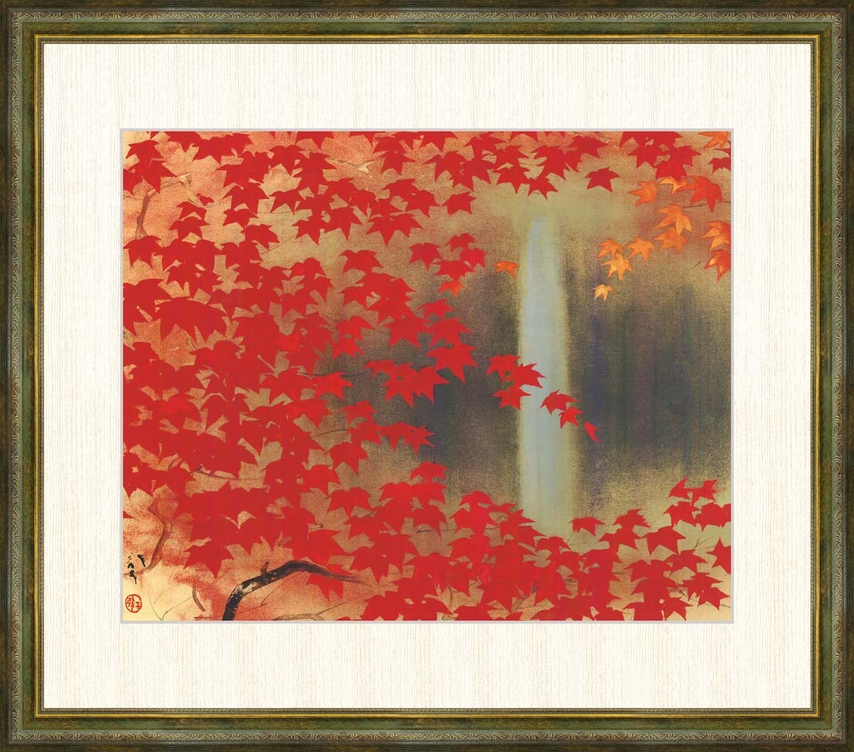 High-definition digital print, framed painting, Ryuko Kawabata's Autumn leaves on a waterfall F8, Artwork, Prints, others