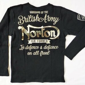 ノートン NORTON 長袖Ｔシャツ ヘンリーネック ワッフル編み 2つボタン 刺繍 XXXLサイズ ブラック 黒の画像5