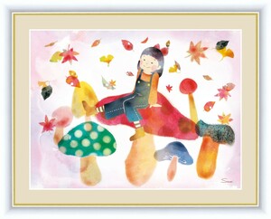 Art hand Auction طباعة رقمية عالية الوضوح، لوحة مؤطرة للأطفال مع ابتسامات من تصميم ساوري إينوموتو سعادة الخريف والفتاة F4, عمل فني, مطبعة, آحرون