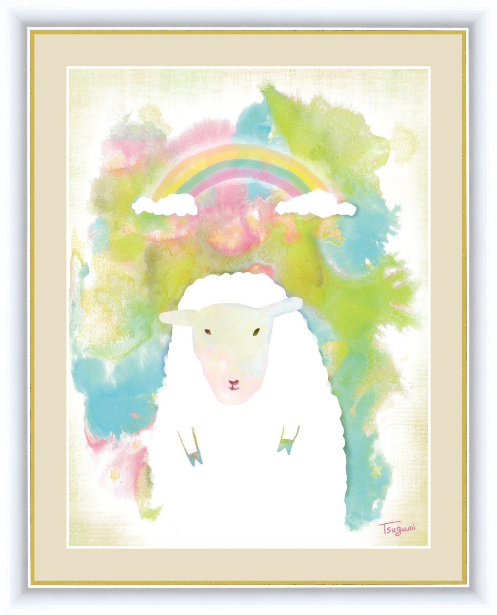 Hochauflösender Digitaldruck, gerahmtes Gemälde, flauschiges, beruhigendes Tier, Schaf von Tsugumi Kinoshita F4, Kunstwerk, drucken, Andere