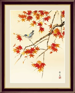 Art hand Auction Impresión digital de alta definición, pintura enmarcada, pintura japonesa, pintura de pájaros y flores, decoración durante todo el año, por Keishu Nagae, Hojas de Otoño F4, Obra de arte, Huellas dactilares, otros