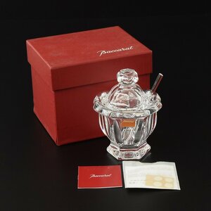 ◎501672 Baccarat バカラ Missouri （ミズーリ） 蓋・スプーン付 マスタードポット 全高約11cm ソース・ジャムポット