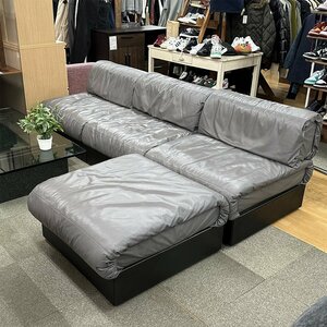 ●496490 Arflex アルフレックス レザーソファ ネオクッシーニ 4点セット 灰総革 サイズW85D90H75cm グレー