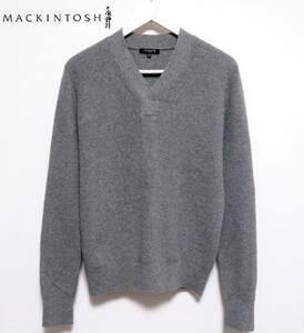 美品 MACKINTOSH LONDON マッキントッシュ ウールセーター Vネックニット メンズウエア トップス シンプル グレー 紳士 M 三陽商会 秋冬物