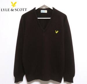 美品 スコットランド製 Lyle&Scott PureCashmere ライル&スコット 高級ピュアカシミヤ100％ Vネックセーター ふわとろニット ゴルフウエア