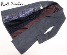 美品 PaulSmith COLLECTION ポールスミスコレクション 最高級アンゴラ100％ チェスターコート 比翼仕立て お洒落な柄裏地 メンズ M 冬物_画像1