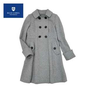 NC390.@ BLUE LABEL CRESTBRIDGE прекрасный товар шерсть двойной длинное пальто размер 40/L серый 1.8