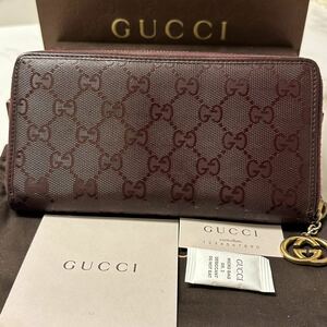 グッチ　GUCCI 財布　長財布　インプリメ　GG金具　ラウンドファスナー　レディース