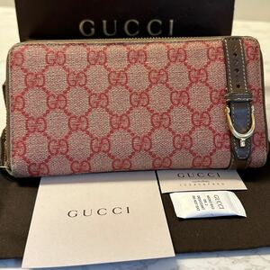 グッチ　GUCCI 財布　長財布　GGスプリーム　ラウンドファスナー　レディース