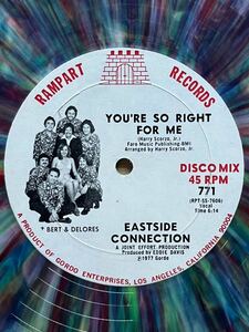 Eastside Connection - You're So Right For Me ,Rampart Records - RPT SS 7607 ,12, 45 RPM ,Promo , Rainbow Marbled ,Stereo,US 1977