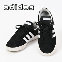 227-8◆adidas/アディダス レディーススニーカー DA9887 ブラック 24.5cm スエード_画像1