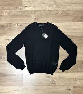  unused tag attaching DOLCE&GABBANA braided cotton knitted sweater black size 46 ( size 44* size 48. person . have on possible )