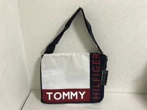 新品未使用本物トミーヒルフィガーTOMMYHILFIGERキャンバスプリントショルダーバッグビジネスメッセンジャーバックレディースメンズ紺白