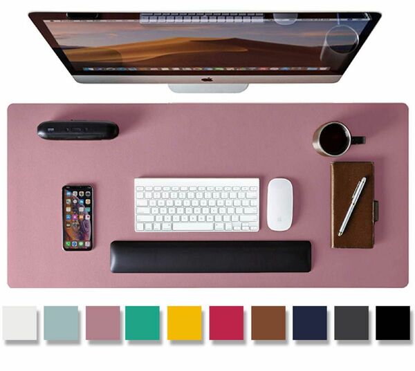 テーブルマット デスクパット マウスパッド 80cmx40cm PVC レザー ラップトップマット滑り止め 防水 くすみピンク